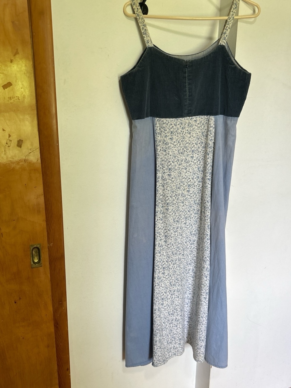 Vintage festival Blue Panel sundress with Floral Center